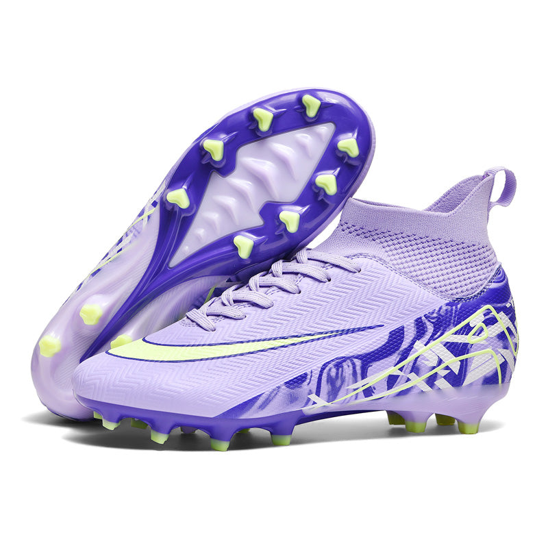High-Top AG Cleats Artificial Grass Football Shoes with Breathable Sock Collar, Non-Slip Traction Outsole & Textured Ball Control Upper, Athletic Training ShoesLightweight Artificial Grass Soccer for Training & Matches-WEJIESS2026