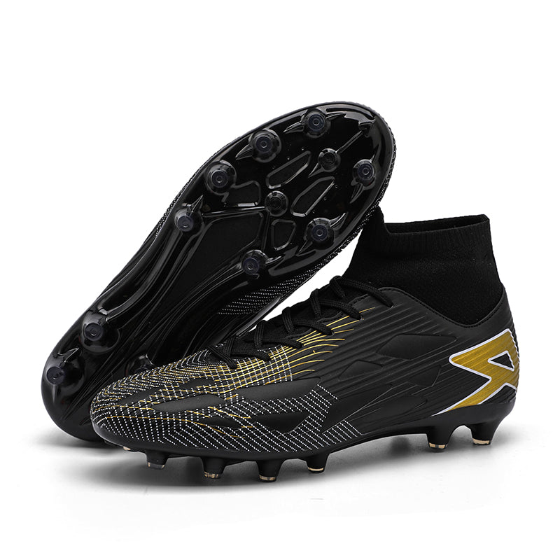 Hight Sock AG Soccer Cleats, Lace-Up Gradient Dot Speed Line Synthetic Football Boots, Large Triangle Logo Knit Sock Ankle Lightweight Competition Athletic Shoes for Outdoor Long-Blade Artificial Turf Matches-zusheng2582