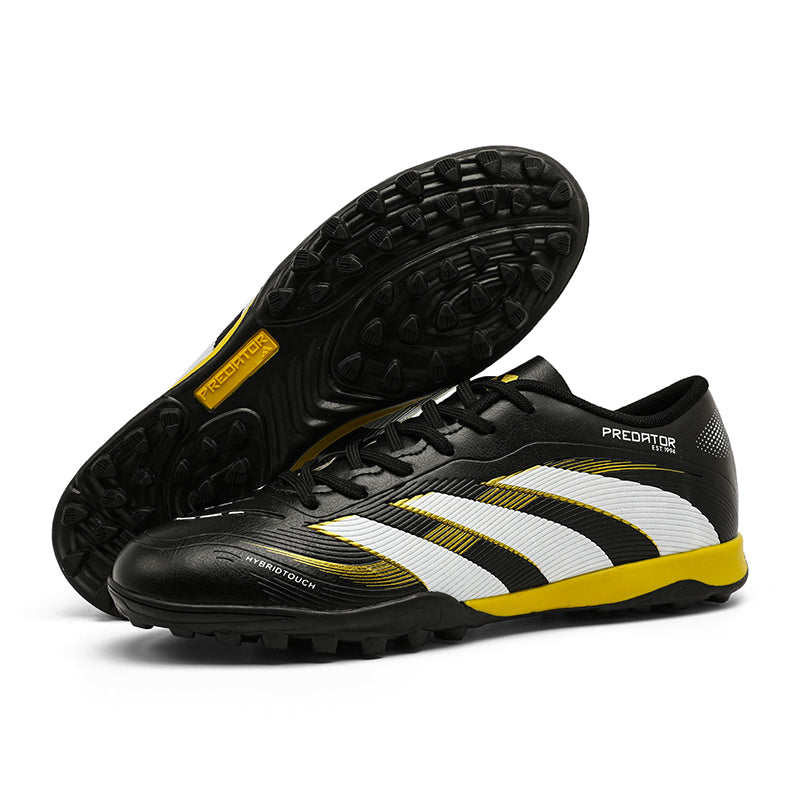 TF Turf Predator Soccer Cleats, Low-Top Lace-Up Hybrid Touch Three Stripe Football Shoes, Gradient Linear Texture Control Athletic Boots for Indoor Courts & Short Artificial Turf Daily Training-zesheng255A-1