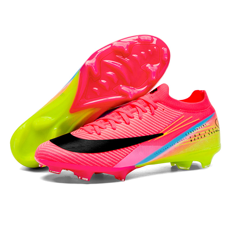 AG Artificial Grass Soccer Cleats, Low-Top Lace-Up Football Boots Signature Print, Breathable Knit Athletic Shoes for Outdoor Synthetic Turf-zusheng667