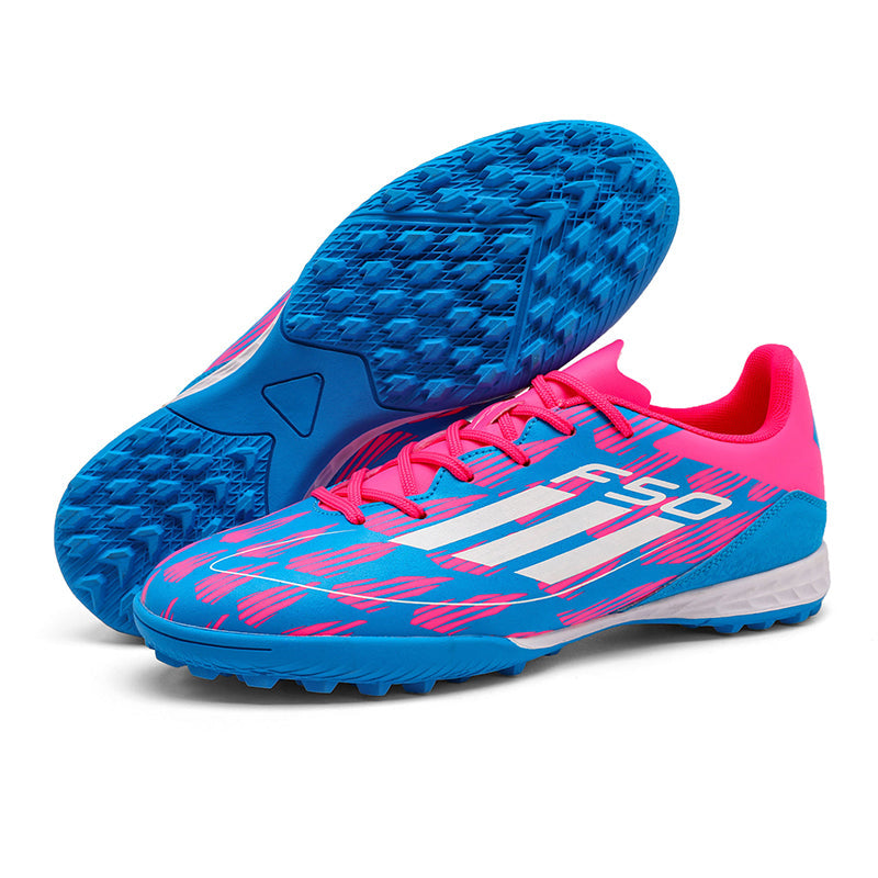 Turf Soccer Cleats, Low-Top Lace-Up Football Shoes with F50 3-Stripe & Gradient Print, Breathable Athletic Boots for Indoor &Artificial Turf Courts-Hxh259-1