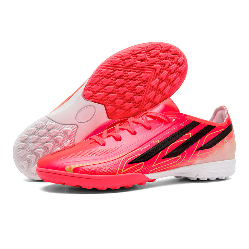 Low Cut TF Turf Soccer Cleats, Lace-Up Micro Rib Synthetic Football Boots, Gradient F50 Three Stripes Non-Marking Grid Rubber Training Shoes for Indoor Hard Courts & Short Artificial Turf-Yinzu2628-1