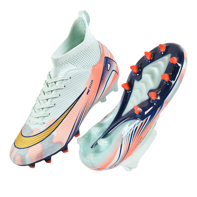 Professional High-Top Soccer Cleats, Stylish Camouflage Pattern Football Boots with High-Ankle Sock Design, Lightweight Athletic Training Shoes with High-Traction Sole forArtificial Grass-WEJIESS833