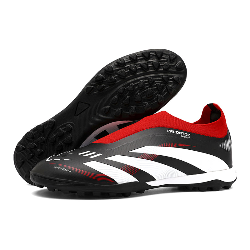 TF Laceless Predator Style Soccer Cleats, Turf Football Shoes, Breathable Sock Collar Training Sneakers for Artificial Grass (Multiple Colors)-Yinzu-J25