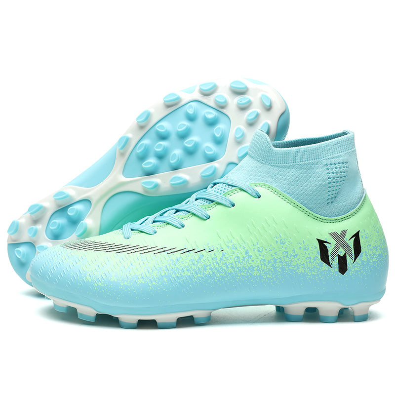 Hight Sock AG Soccer Cleats, Lace-Up Embossed Dot Gradient Synthetic Football Boots, Abstract X Logo Lightweight Speed Athletic Shoes for Outdoor Long-Blade Synthetic Turf Competitive Matches-zusheng2518-1
