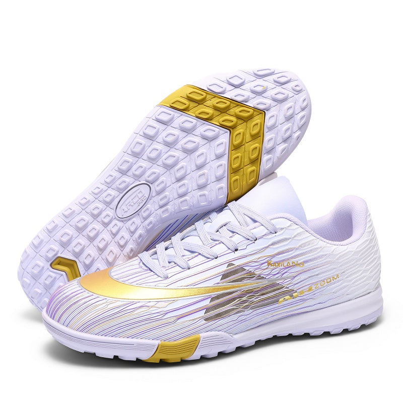 Turf Soccer Cleats, Low-Top Lace-Up Football Shoes Wave Print, Breathable Athletic Boots for Indoor Courts Artificial Turf-zusheng7156-1