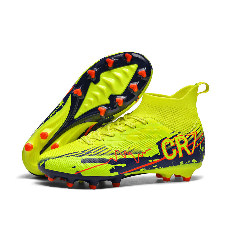 CR7 High-Top Soccer CleatsAG Artificial Grass Football Shoes with Breathable Sock Collar, Traction Studs & Bold Graphic Design for Matches & Training-WEJIESS033
