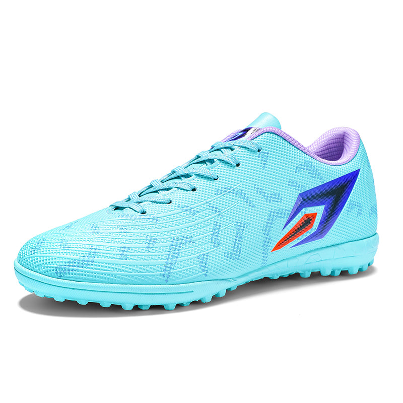 TF Turf Soccer Cleats, Low-Top Lace-Up Breathable Mesh Football Shoes, Gradient Arrow Logo Subtle Geometric Print Lightweight Athletic Boots for Indoor Courts & Short Artificial Turf Daily Training-zusheng-J20-1