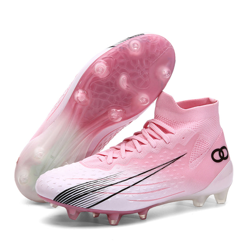 AG Artificial Grass Soccer Cleats, High-Top Knit Sock Collar Football Boots, Textured Gradient Training Sneakers-Yinzu-X805-1