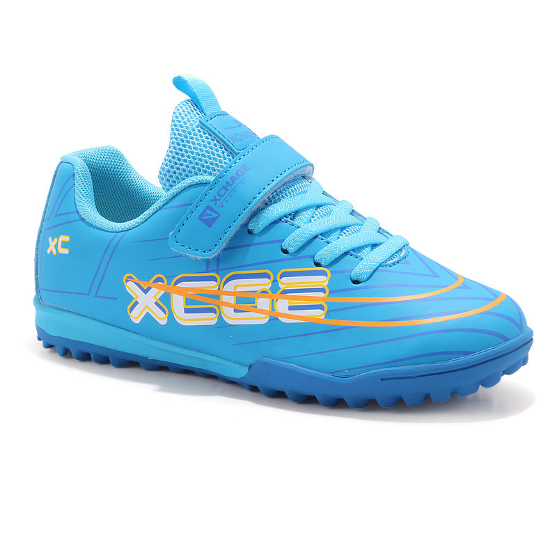TF Turf Soccer Cleats, Hook-and-Loop Football Shoes with XCGE Print, Breathable Athletic Boots for Boys & Girls-Hxh72017