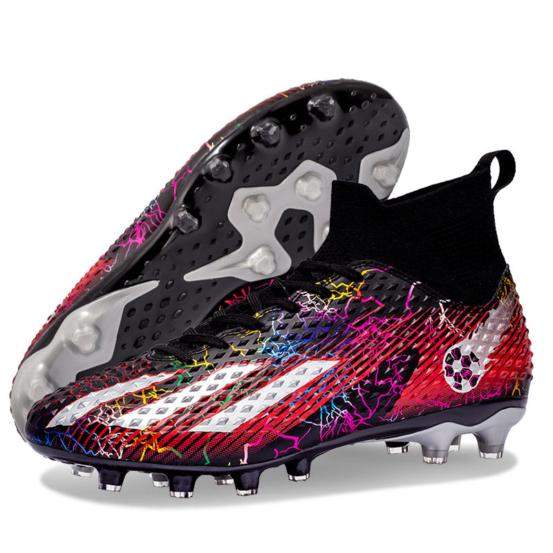 Professional High-Top Soccer Cleats , Outdoor AG Football Shoes Crackle Graphic Professional Football Shoes with Breathable Sock Collar, Anti-Slip Athletic Training Soccer Boots-WEJIESS-X02