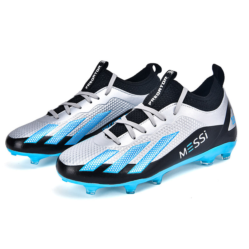 Artificial Grass Soccer Cleats, Messi 10 Print Football Shoes with Sock Ankle Collar, Breathable Athletic Boots for Outdoor Synthetic Turf-Hxh258H