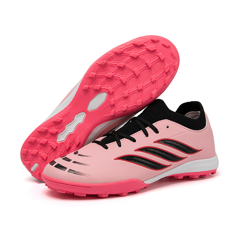 Turf Soccer Cleats, Classic 3-Stripes Football Shoes, Breathable Knit Collar Training Sneakers for Artificial Turf-Hxh-A559