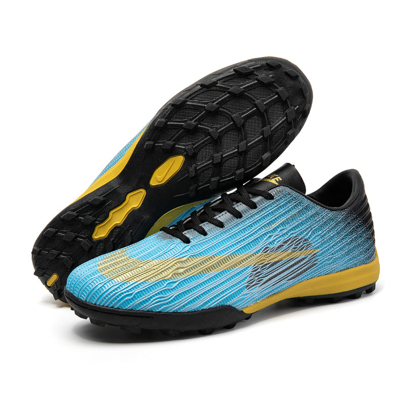 Turf Soccer Cleats, Low-Top Lace-Up Gradient Wave Line Football Shoes, Breathable Textured Athletic Boots for Indoor Courts Short Artificial Turf Training-zusheng632-1