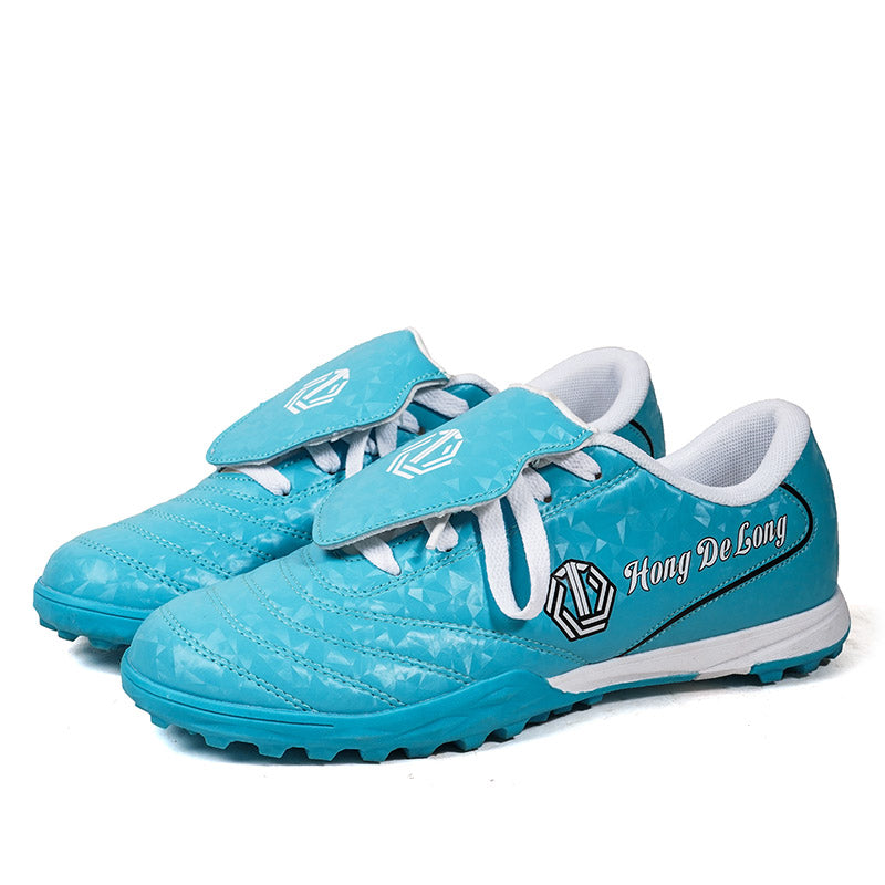TF Turf Soccer Cleats, Low-Top Hook-and-Loop Overlay Lace-Up Football Shoes, Diamond Embossed Glossy Athletic Boots for Indoor Courts & Short Artificial Turf Training-zusheng376