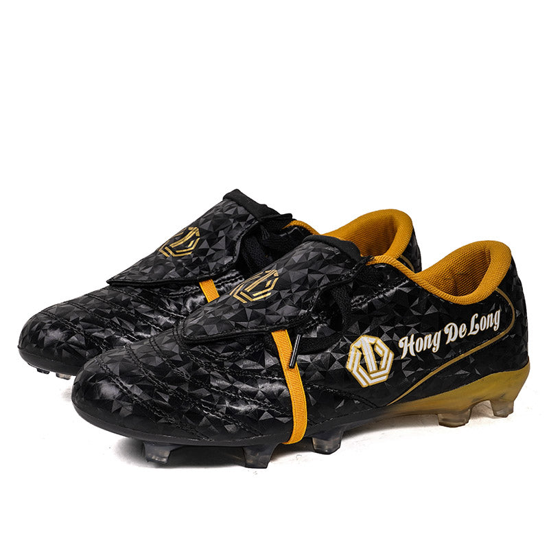 Adult AG Artificial Grass Soccer Cleats, Low-Top Lace-Up with Hook-and-Loop Overlay Football Boots, Diamond Embossed Glossy Athletic Shoes for Outdoor Long-Blade Synthetic Turf Youth Matches-zusheng376A