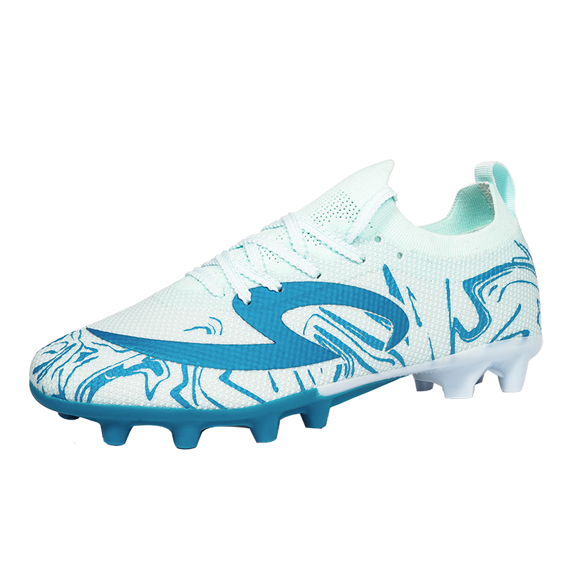 Soccer Cleats, Low Sock Ankle Lace-Up Breathable Knit Football Boots, Marble Fluid Wave Graphic Lightweight Speed Athletic Shoes for Outdoor Long-Blade Synthetic Turf Competitive Matches-zusheng1988H