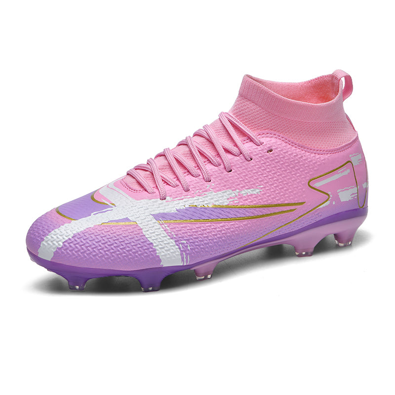 Hight Sock AG Soccer Cleats, Lace-Up Woven Mesh 3D Raised Bump Football Boots, Cross Brush Stroke Graphic Knit Sock Ankle Lightweight Competition Athletic Shoes for Outdoor Long-Blade Artificial Turf Matches-zusheng-K36