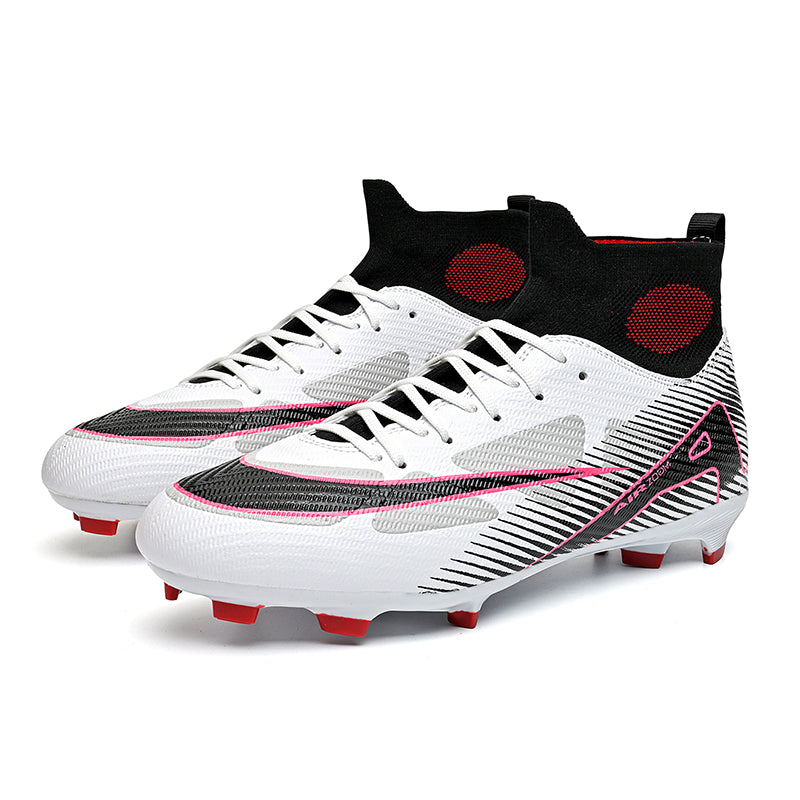 Artificial Grass Soccer Cleats, High-Top Sock Ankle Football Shoes Print, Breathable Athletic Boots for Outdoor Synthetic Turf-Hxh637