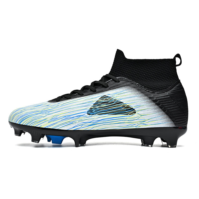 AG Artificial Grass Soccer Cleats, High-Top Gradient Print Knit Football Shoes, Breathable Athletic Boots with Non-Slip Studs for Synthetic Turf-Hxh805L