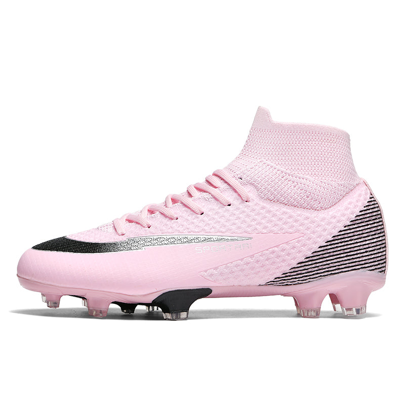 AG High-Top Soccer Cleats, Artificial Grass Football Boots, Breathable Knit Collar Training Sneakers for Synthetic Turf-Yinzu-T25
