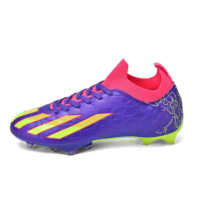 Artificial Grass Soccer Cleats, Low Sock Ankle Lace-Up Football Boots, Embossed Geometric Three-Stripe Breathable Athletic Shoes for Outdoor Synthetic Turf Matches-zusheng2618F