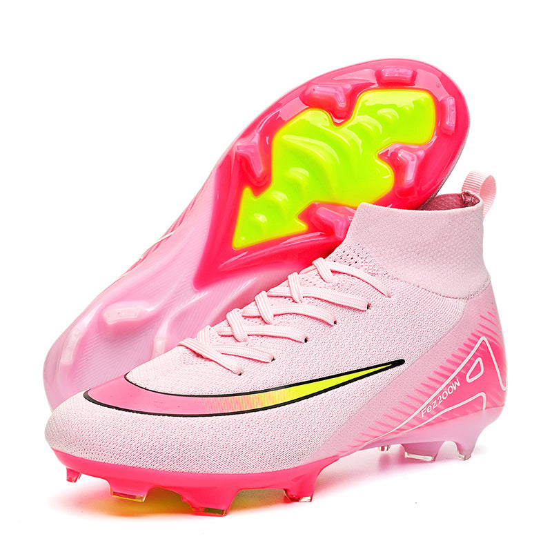 AG Artificial Grass Soccer Cleats, High-Top Sock Ankle Football Shoes with Gradient Print, Breathable Athletic Boots for Outdoor Synthetic Turf-Hxh666