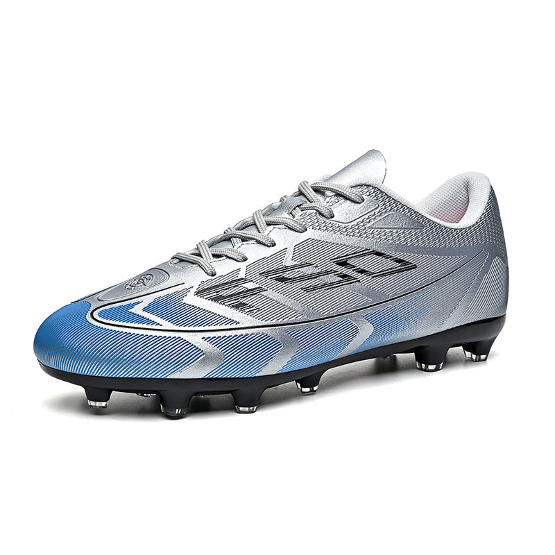 Low Cut AGSoccer Cleats, Lace-Up Breathable Grid Woven Mesh Football Boots, Gradient Split F50 Linear Print Conical Hard Stud Competition Shoes for Outdoor Long-Blade Artificial Turf Matches-Yinzu2702L