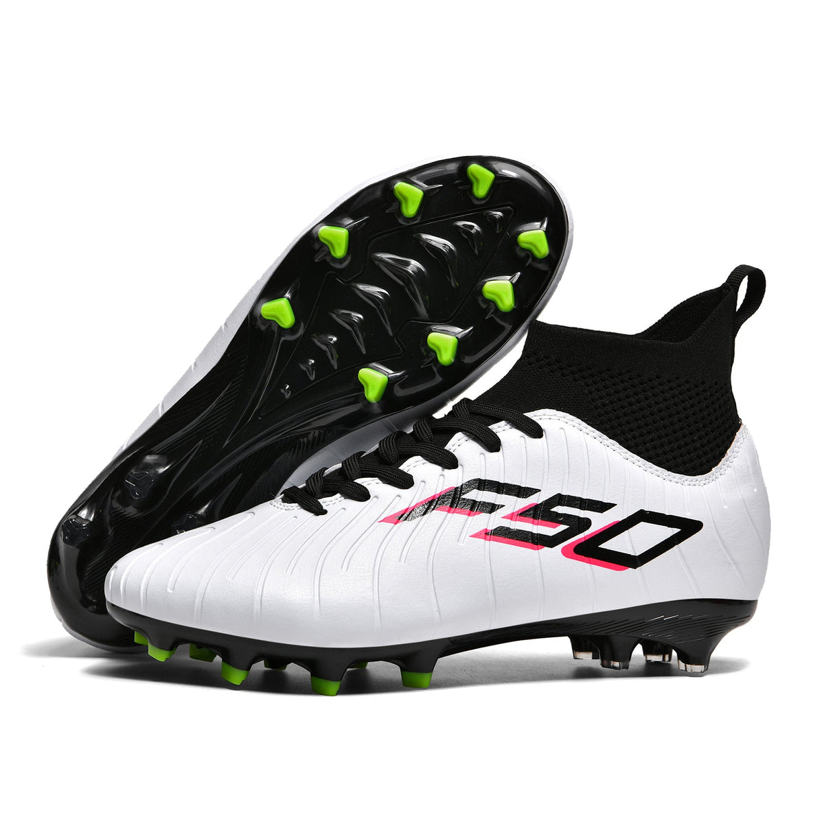 Professional High-Top Soccer Cleats, Breathable Athletic Football Boots with High-Ankle Sock Design, Lightweight Outdoor (AG) Competition Training Shoes-WEJIESS1913