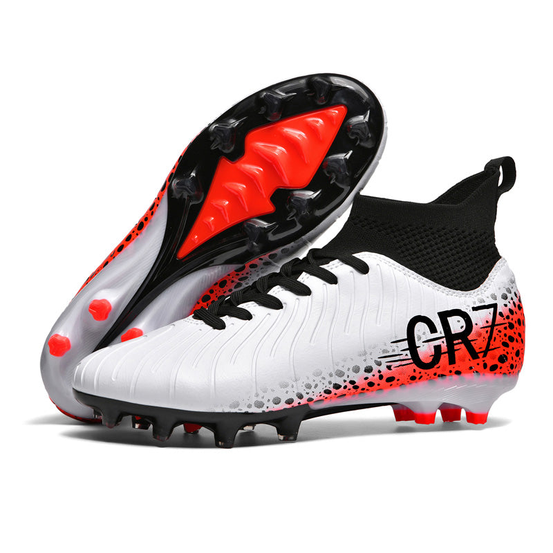 CR7 Inspired High-Top AG Soccer Cleats - Men's Women's Youth Football ootswith Dynamic Knit Collar, Textured Upper for Ball Control, AG Studs for Natural Grass-WEJIESS222