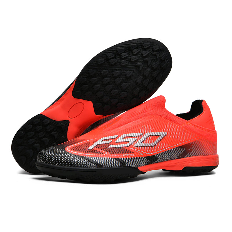 Turf Soccer Cleats, Laceless Slip-On Low-Top F50 Football Shoes, Gradient Knit Athletic Boots for Indoor Courts Short Artificial Turf Training-zusheng-H7-1