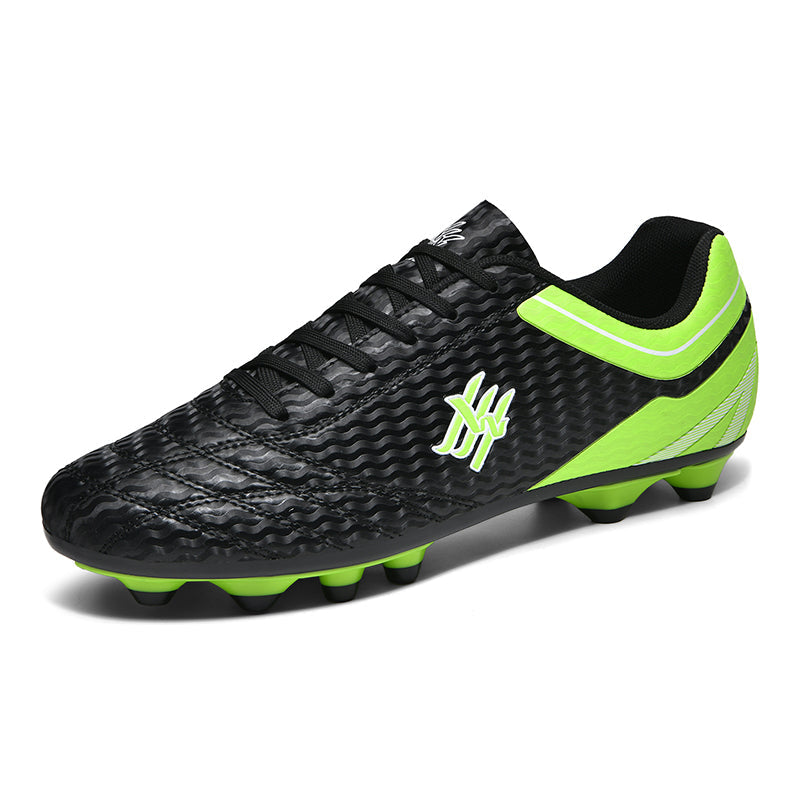 Low Cut AG Soccer Cleats, Lace-Up Wavy Texture Synthetic Football Boots, Cross Shape Logo Lightweight Competition Athletic Shoes for Outdoor Long-Blade Artificial Turf Matches-zushneg-ZJ895