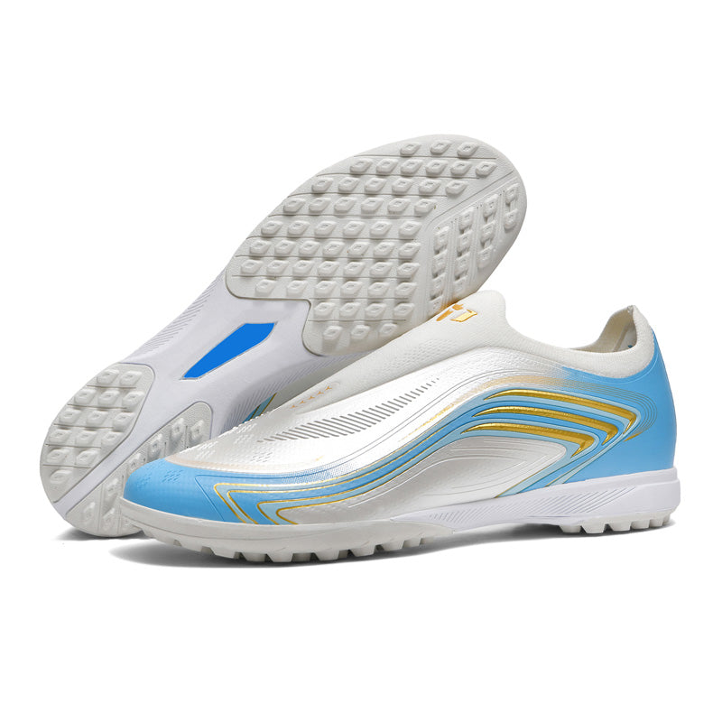 Laceless TF Soccer Cleats, Slip‑On Turf Football Shoes Lightweight Breathable Athletic Soccer Boots for Youth Boys Men Indoor & Outdoor Turf Play, Multi‑Color Options-Weijess8248-1