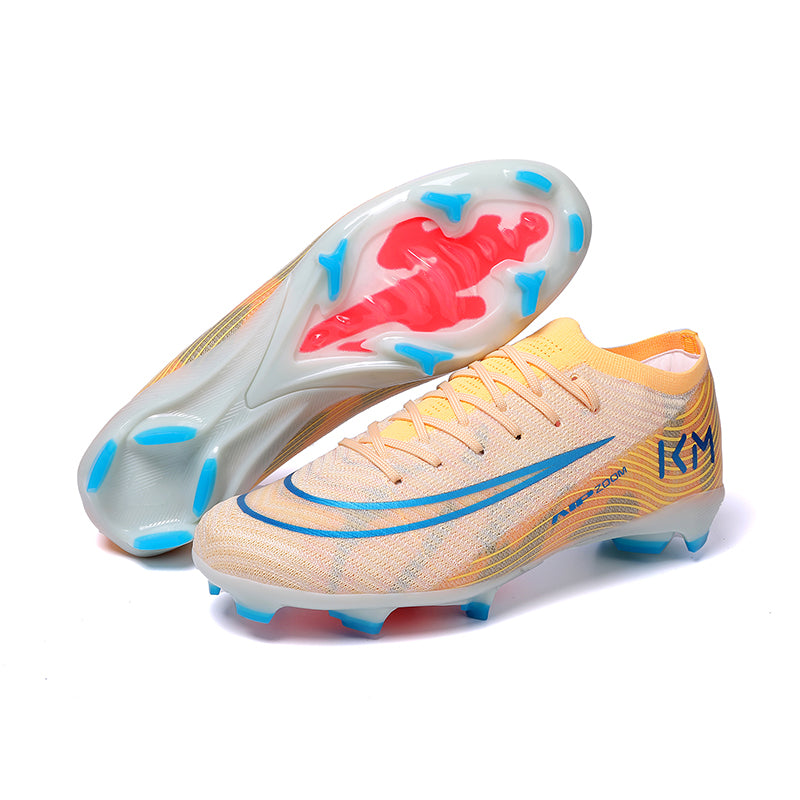AG Soccer Cleats, KM Air Zoom Football Boots, Breathable Knit Speed Training Sneakers for Artificial Grass-Yinzu-QS005