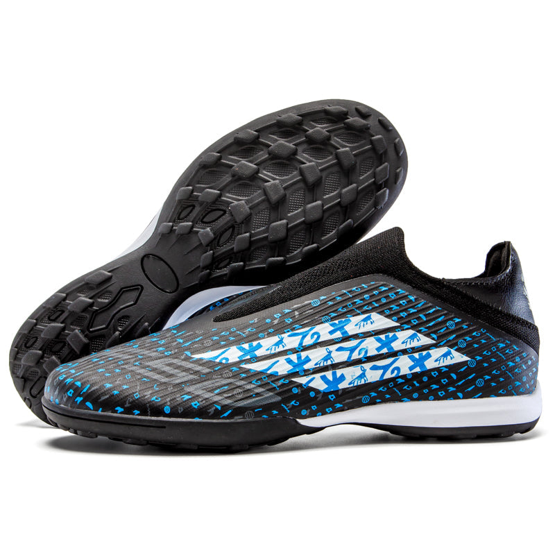 TF Turf Soccer Cleats, Laceless High-Sock Ankle Football Shoes with Tribal Symbol Print, Breathable Knit Athletic Boots for Indoor Courts Artificial Turf-Hxh-X2013-1
