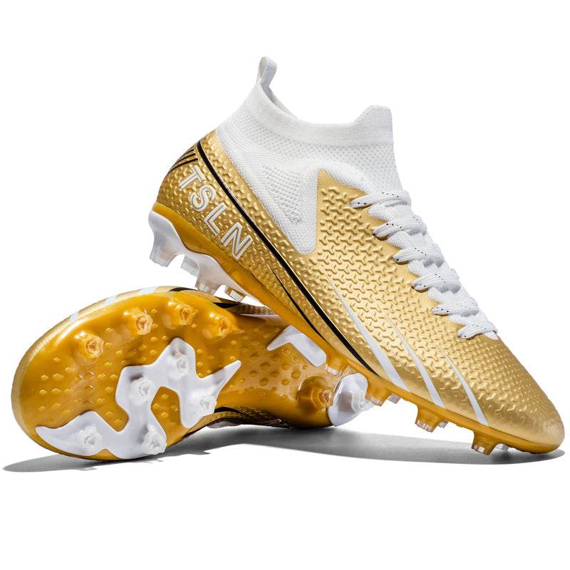 AG TSLN High-Top Soccer Cleats, Artificial Grass Football Boots, Breathable Knit Collar Training Sneakers for Synthetic Turf (Multiple Colors)-Yinzu-F888