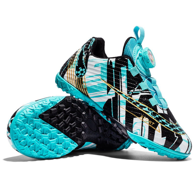 Turf Soccer Cleats with BOA Quick-Turn Dial, Abstract Graffiti Print Football Shoes, Lightweight Non-Slip Training Sneakers-Yinzu-X08-1
