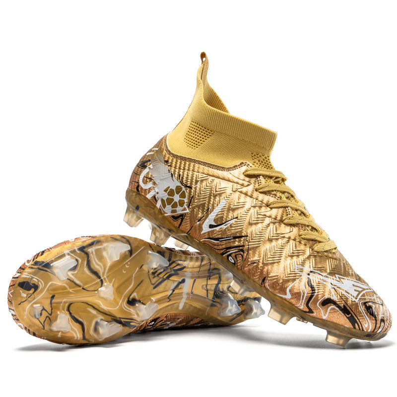High-Top AG Soccer Cleats - Professional AG Football Boots, Stylish Graffiti Print Soccer Shoes, Transparent Clear Sole Athletic Sneakers for Youth & Adults (Multiple Colors)-Yinzu-X2601