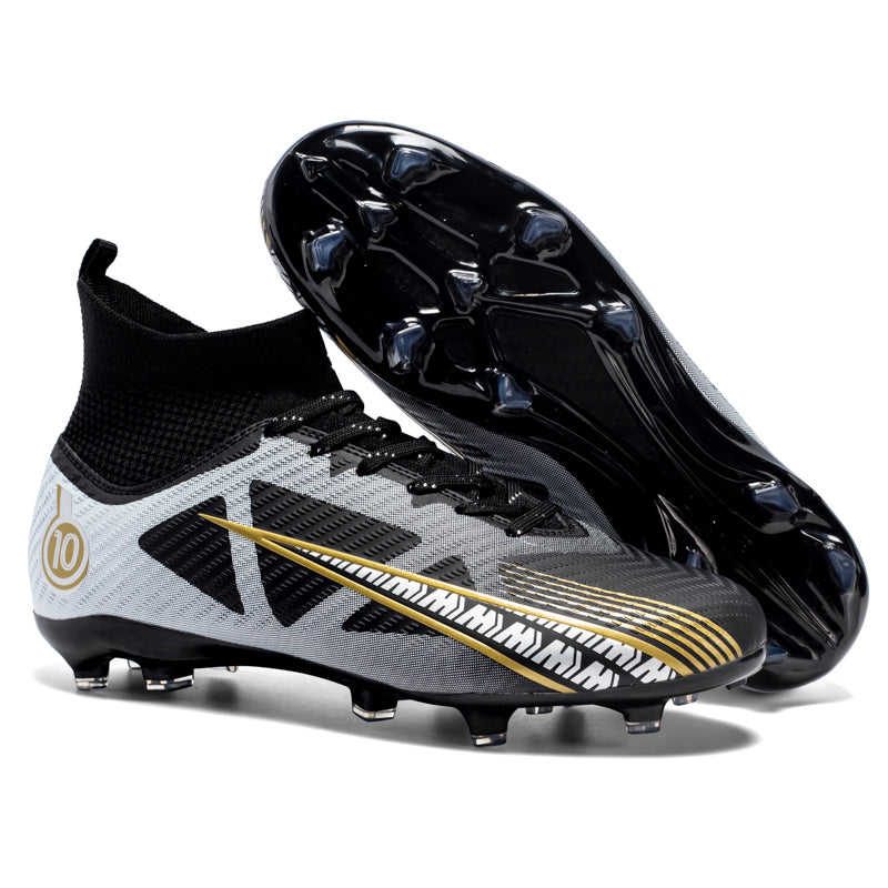 Hight Sock AG Soccer Cleats, Lace-Up Embossed Triangle Gradient Synthetic Football Boots, Metallic Swoosh Number 10 Logo Lightweight Competition Athletic Shoes for Outdoor Long-Blade Artificial Turf Matches-zusheng-X2302-2
