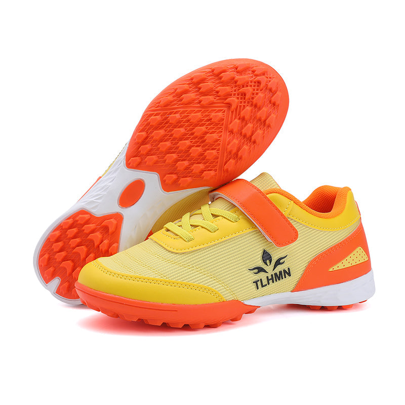 Kids' TF Turf Soccer Cleats, Breathable Mesh Football Shoes with Hook and Loop Strap, Non-Slip Athletic Boots for Boys and Girls Indoor/Outdoor Training-Hxh2361