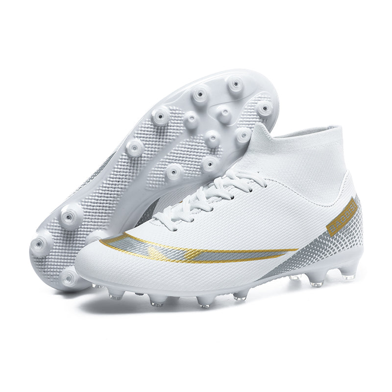 Artificial Grass Soccer Cleats with High-Top Knit Sock Collar, Breathable Football Boots, Artificial Grass Training Sneakers-Yinzu2150