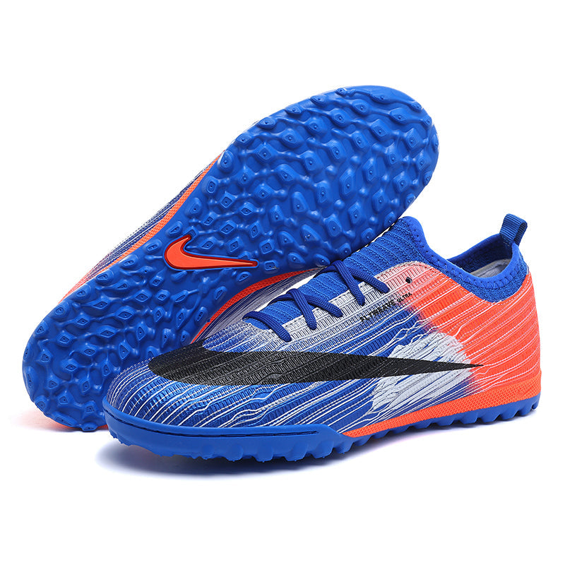 Low Sock TF Turf Soccer Cleats, Lace-Up Flyweave Ultra Knit Football Boots, Gradient Vertical Stripe Swoosh Logo Lightweight Training Athletic Shoes for Indoor Hard Courts & Short Artificial Turf-zusheng286-1