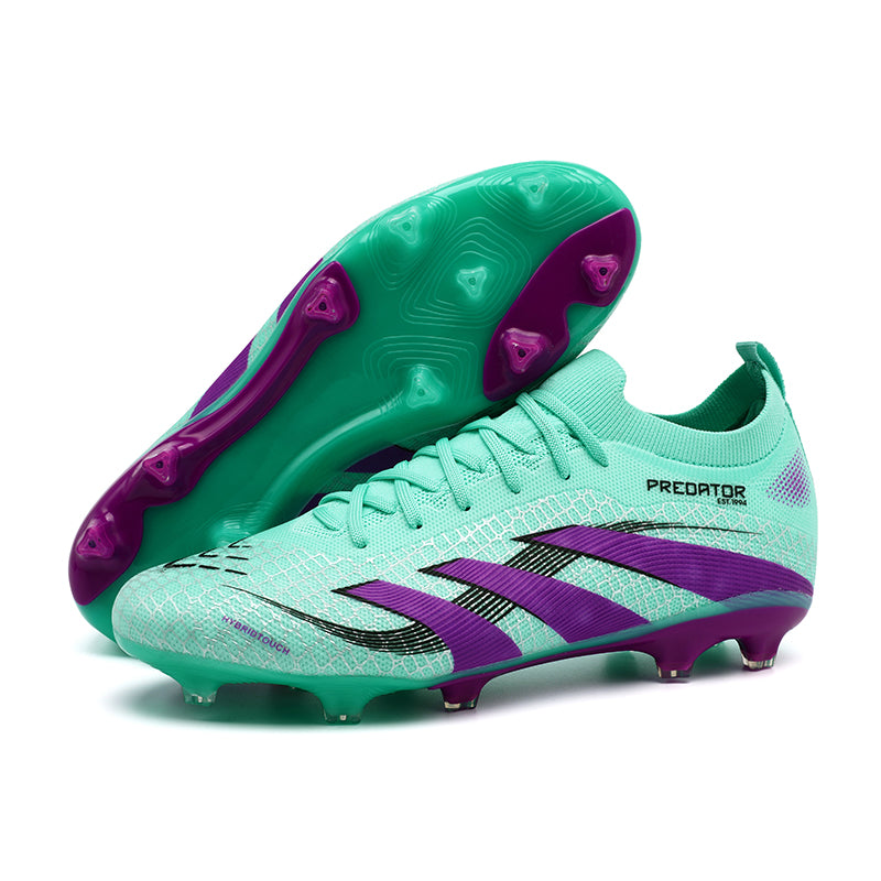 Artificial Grass  Soccer Cleats, low Sock Ankle Lace-Up Hex Mesh Hybrid Touch Football Boots, Gradient Three Stripe Control Athletic Shoes for Outdoor Long-Blade Synthetic Turf Matches-zusheng807