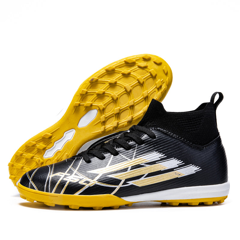 Turf Soccer Cleats, Hight-Top Sock Ankle Football Shoes Breathable Knit Athletic Boots for Indoor Courts  Artificial Turf-Hxh093-1