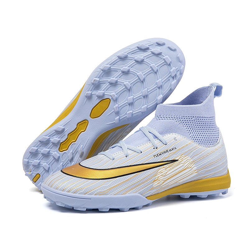 Turf Soccer Cleats, Mid-Top Sock Ankle Football Shoes with Gradient Swoosh  Wave Line Print, Breathable Ribbed Athletic Boots for Indoor Courts  Artificial Turf-zushengA561