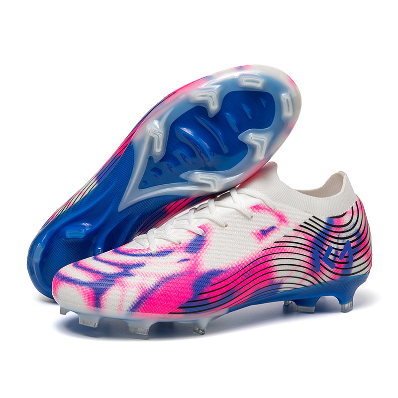 &nbsp;AG Artificial Grass Soccer Cleats, Low-Top Knit Football Shoes with Graffiti Gradient Print, Breathable Athletic Boots for Synthetic Turf-Hxh819