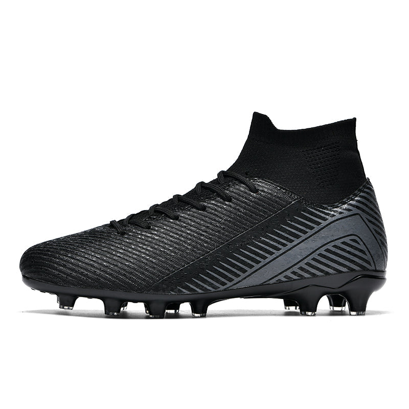 AG Artificial Grass Soccer Cleats, High-Top Knit Football Shoes with Gradient Geometric Print, Breathable Athletic Boots for Synthetic Turf-Hxh9909