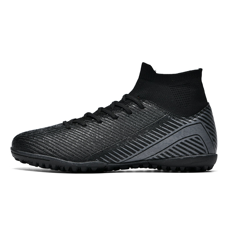 TF Turf Soccer Cleats, High-Top Knit Football Shoes with Geometric Print, Breathable Training Sneakers for Artificial Turf &amp; Indoor Play-Hxh9909-1