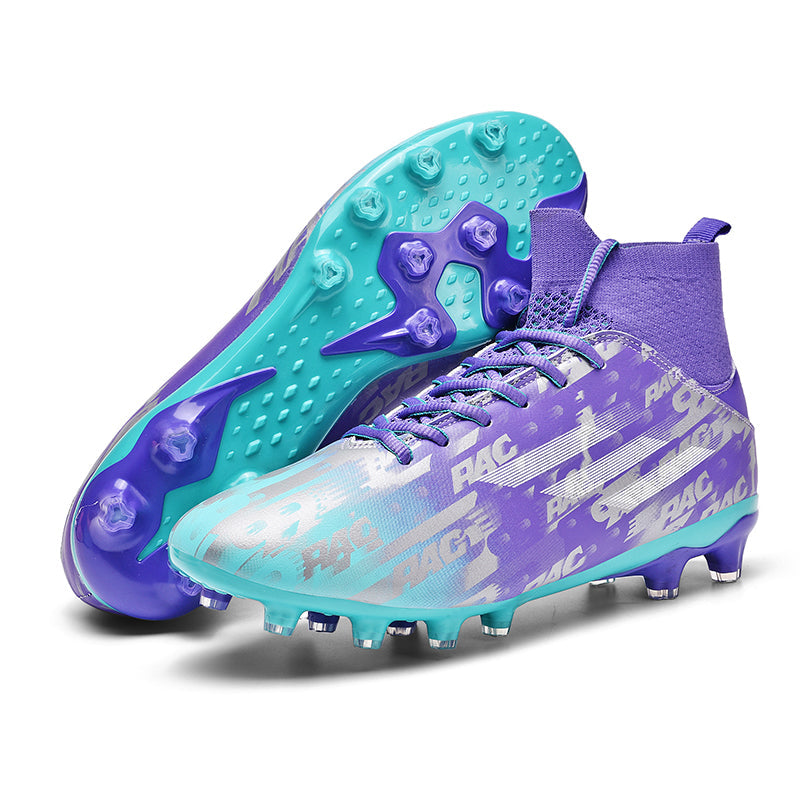 High Sock AG  Soccer Cleats, Lace-Up PAC Speed Gradient Print Synthetic Football Boots, Knit Sock Ankle Lightweight Athletic Shoes for Outdoor Long-Blade Artificial Turf Competitive Matches-zusheng-X2208