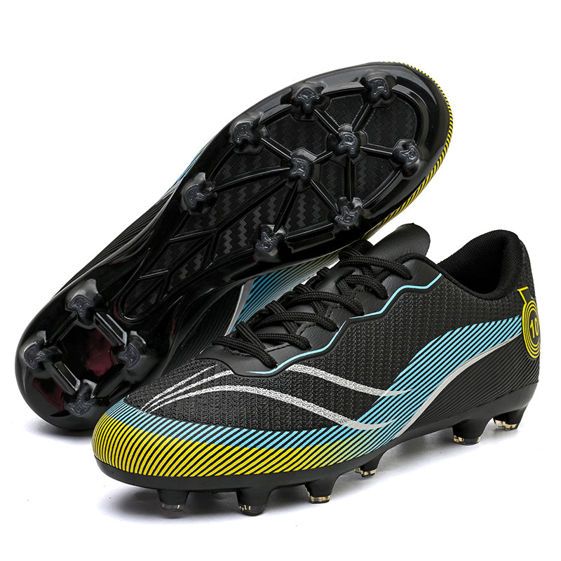 Low Cut AG  Soccer Cleats, Lace-Up Breathable Knit Woven Gradient Streamline Line Football Boots, Circular Number 10 Heel Badge Lightweight Competition Athletic Shoes for Outdoor Long-Blade Artificial Turf Matches-zushneg-X622